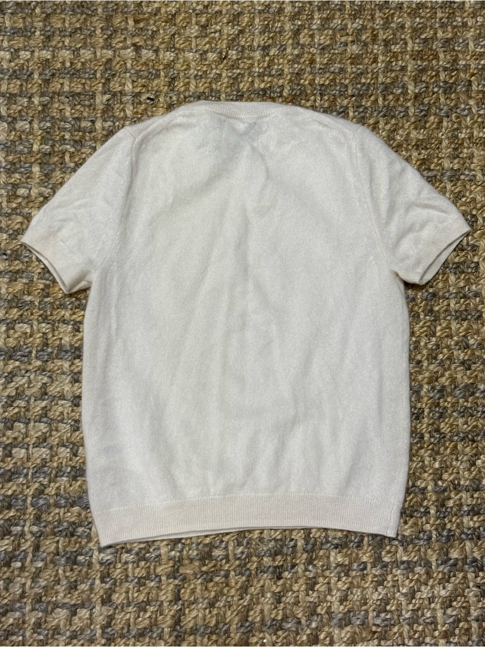 Quince 100% Cashmere Short Sleeve Cream Top - Picture 5 of 7
